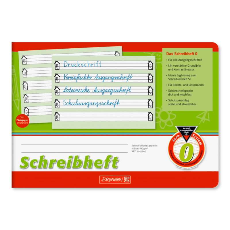 BRUNNEN Schreibheft A5 quer - 16 Blatt Lineatur 0