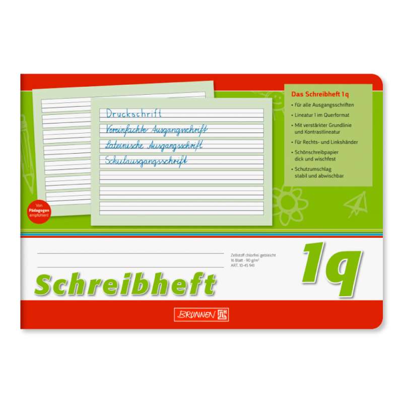 BRUNNEN Schreibheft A5 quer - 16 Blatt Lineatur 1q