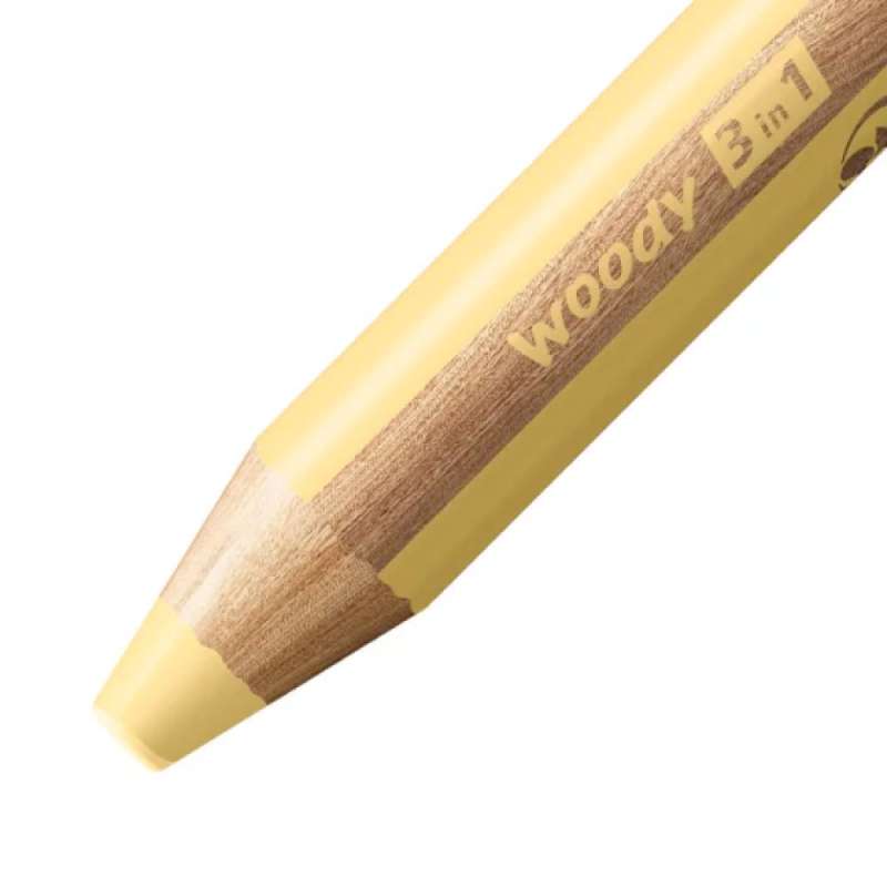 STABILO Buntstift, Wasserfarbe & Wachsmalkreide woody 3 in 1 Einzelstift pastellgelb Mine