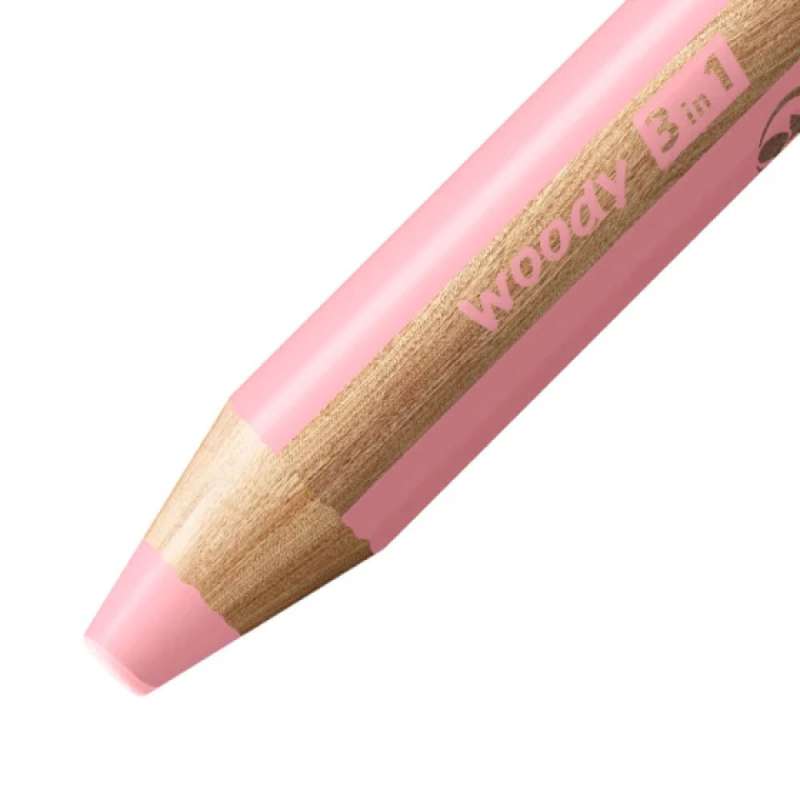 STABILO Buntstift, Wasserfarbe & Wachsmalkreide woody 3 in 1 Einzelstift pastellpink Mine