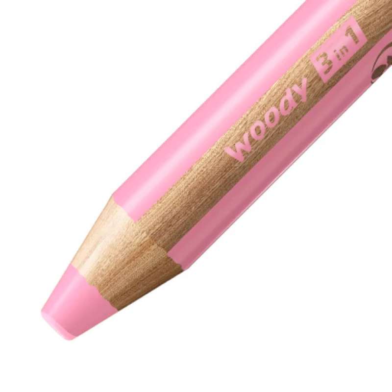 STABILO Buntstift, Wasserfarbe & Wachsmalkreide woody 3 in 1 Einzelstift pink Mine