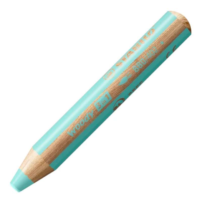 STABILO Buntstift, Wasserfarbe & Wachsmalkreide woody 3 in 1 Einzelstift pastellblau