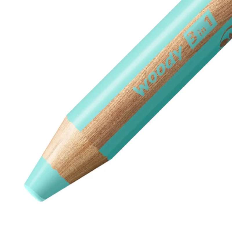 STABILO Buntstift, Wasserfarbe & Wachsmalkreide woody 3 in 1 Einzelstift pastellblau Mine