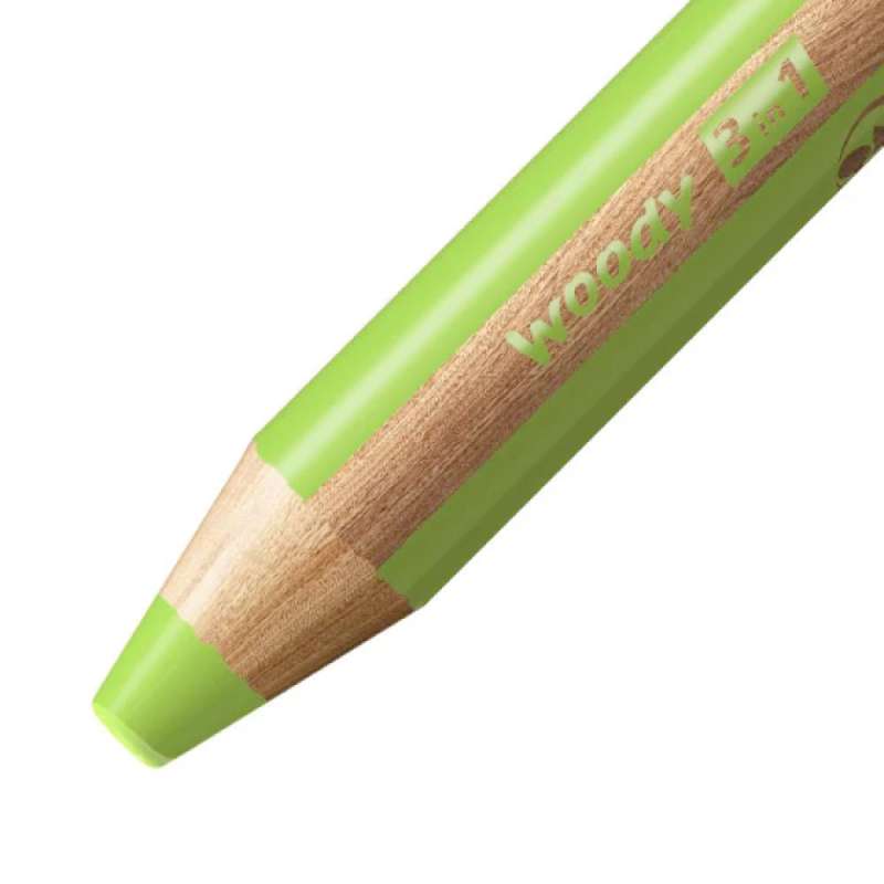 STABILO Buntstift, Wasserfarbe & Wachsmalkreide woody 3 in 1 Einzelstift hellgrün Mine