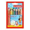 STABILO Buntstift, Wasserfarbe & Wachsmalkreide woody 3 in 1 6er Set