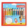 STABILO Buntstift, Wasserfarbe & Wachsmalkreide woody 3 in 1 10er Set