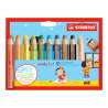 STABILO Buntstift, Wasserfarbe & Wachsmalkreide woody 3 in 1 10er Set + Spitzer