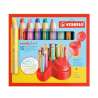 STABILO Buntstift, Wasserfarbe & Wachsmalkreide woody 3 in 1 Tischset + Spitzer