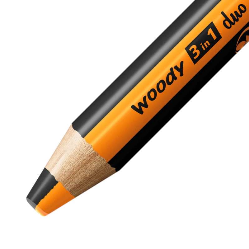 STABILO Buntstifte/Wachsmalstifte woody 3 in 1 duo Einzelstift orange/schwarz Mine