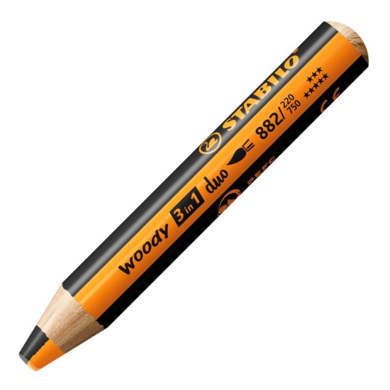 STABILO Buntstifte/Wachsmalstifte woody 3 in 1 duo Einzelstift orange/schwarz