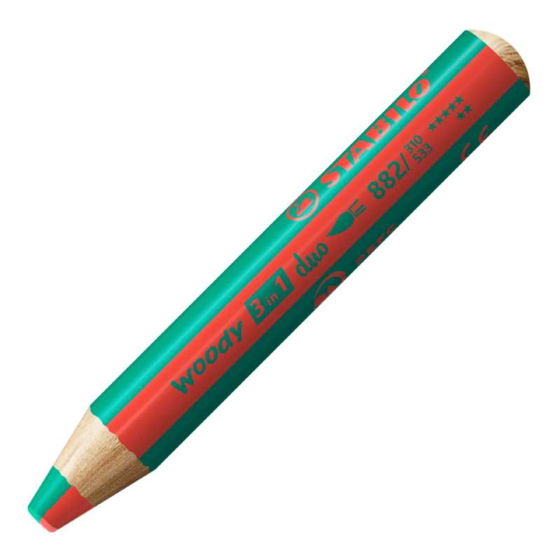 STABILO Buntstifte/Wachsmalstifte woody 3 in 1 duo Einzelstift STABILOrot/dunkelgrün