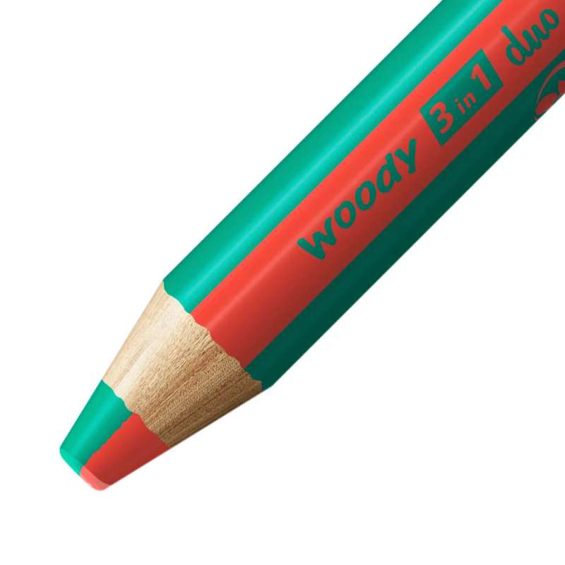 STABILO Buntstifte/Wachsmalstifte woody 3 in 1 duo Einzelstift STABILOrot/dunkelgrün Mine
