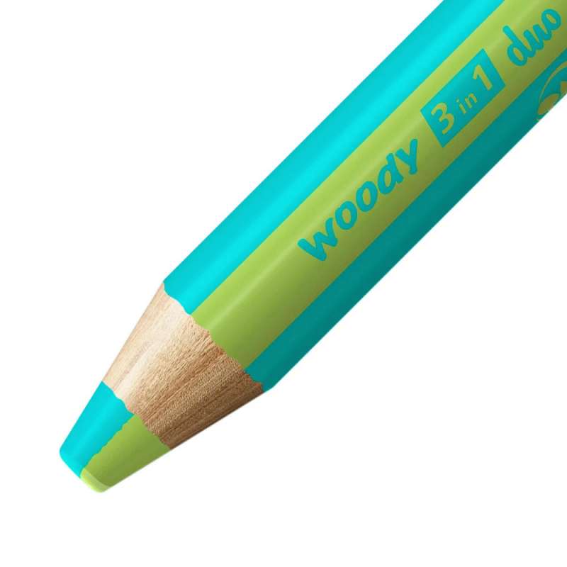 STABILO Buntstifte/Wachsmalstifte woody 3 in 1 duo Einzelstift türkis/hellgrün Mine