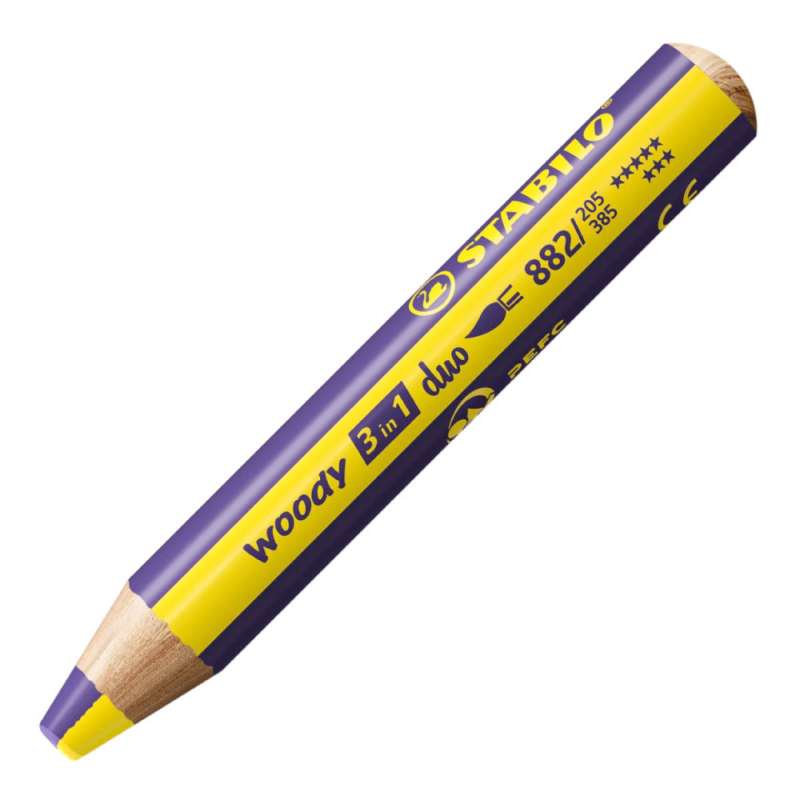 STABILO Buntstifte/Wachsmalstifte woody 3 in 1 duo Einzelstift gelb/violett