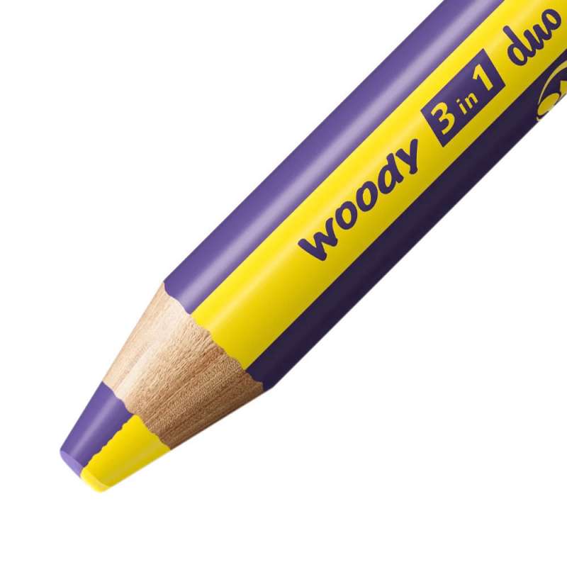 STABILO Buntstifte/Wachsmalstifte woody 3 in 1 duo Einzelstift gelb/violett Mine
