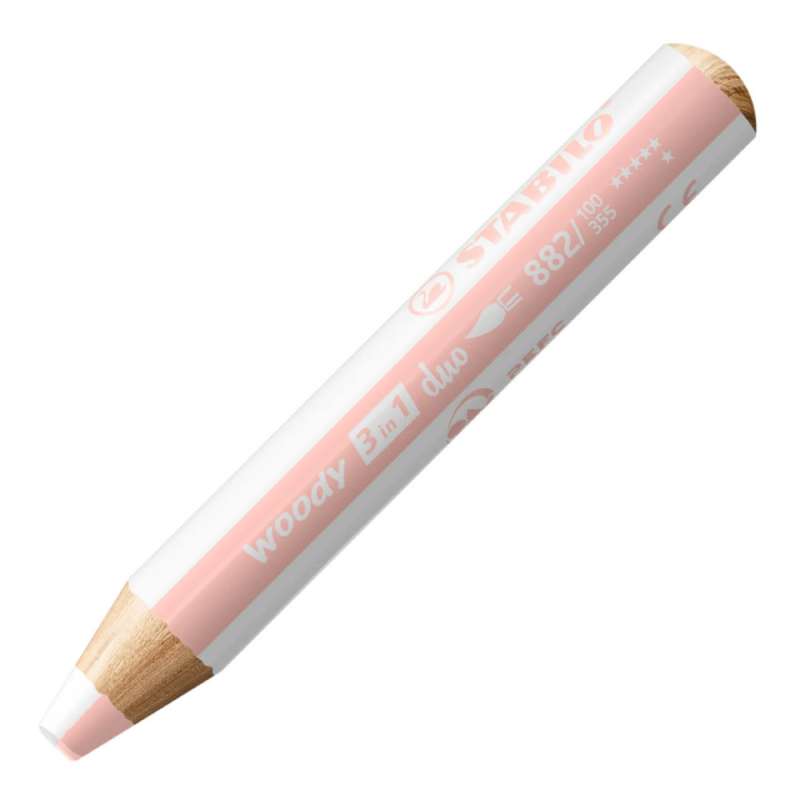 STABILO Buntstifte/Wachsmalstifte woody 3 in 1 duo Einzelstift weiß/apricot