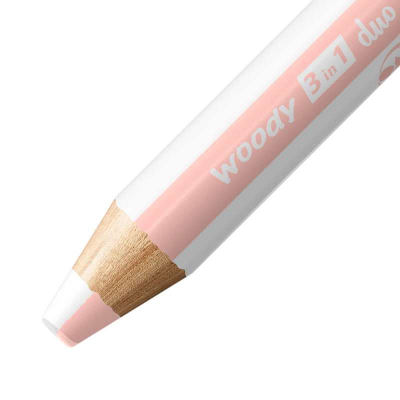 STABILO Buntstifte/Wachsmalstifte woody 3 in 1 duo Einzelstift weiß/apricot Mine