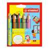 STABILO Buntstifte/Wachsmalstifte woody 3 in 1 duo 5er Set + Spitzer
