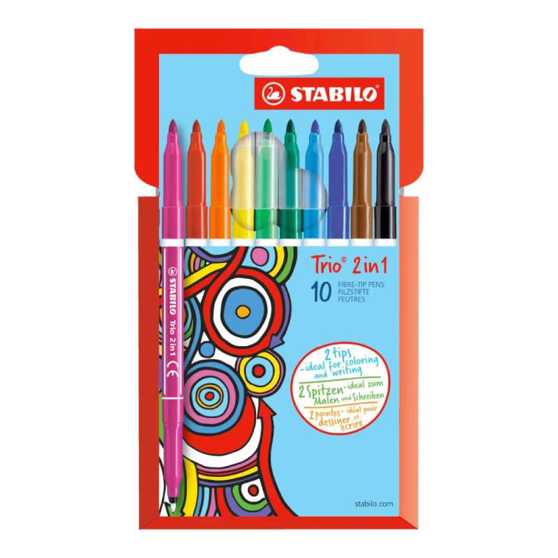 STABILO Filzstift und Fineliner Trio 2 in 1 10er Set
