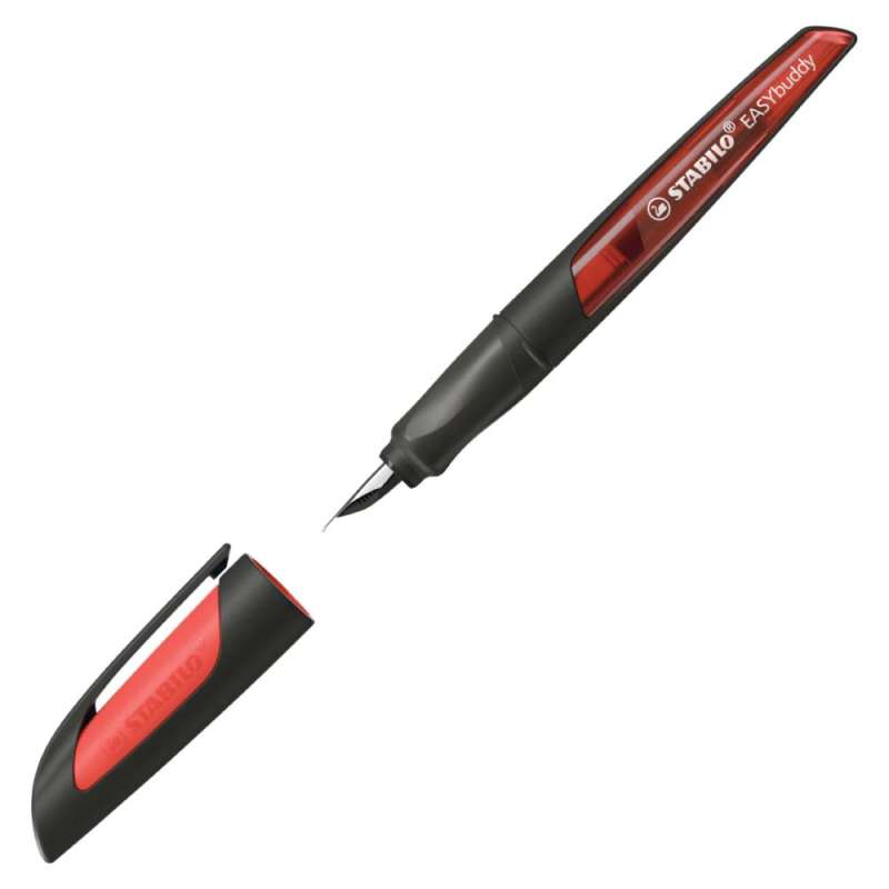 STABILO ergonomischer Schulfüller EASYbuddy schwarz/koralle offene Kappe