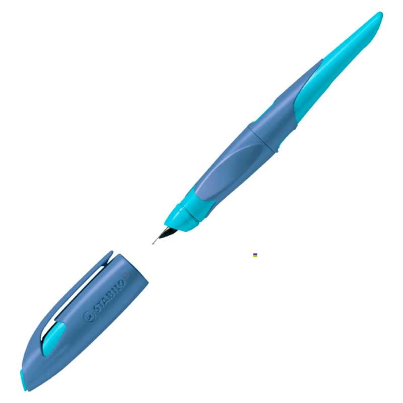 STABILO ergonomischer Schulfüller EASYbirdy rechtshändig mitternachtsblau/azur offene Kappe