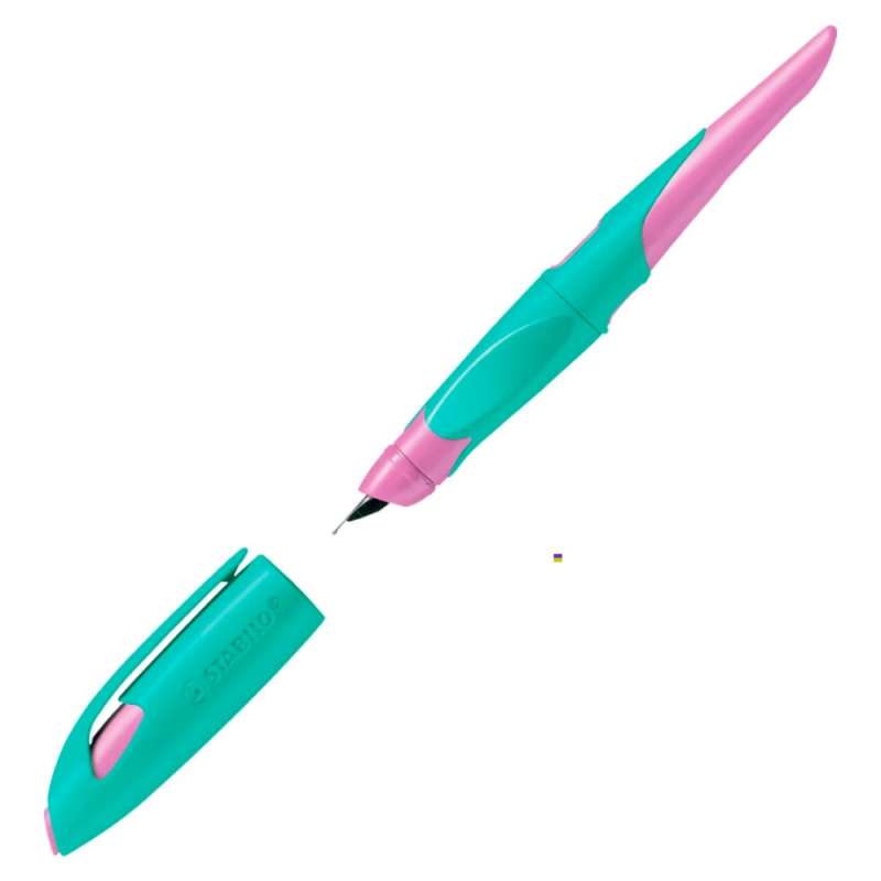 STABILO ergonomischer Schulfüller EASYbirdy rechtshändig türkis/neonpink offene Kappe