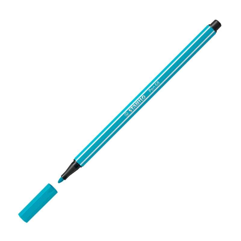 STABILO Premium Filzstift Pen 68 Übersicht hellblau offene Kappe
