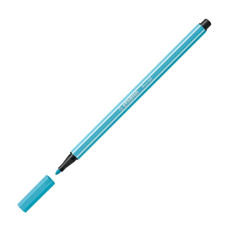 STABILO Premium Filzstift Pen 68 azurblau offene Kappe