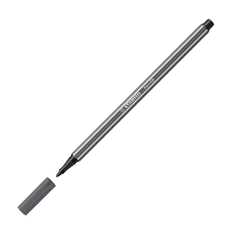 STABILO Premium Filzstift Pen 68 schwarzgrau offene Kappe