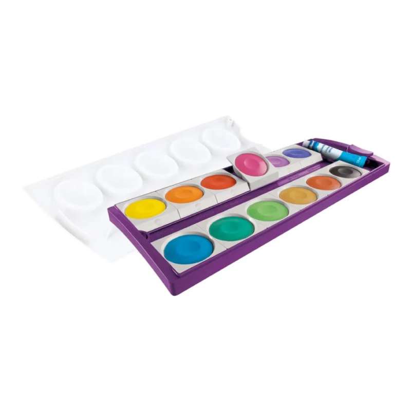PELIKAN Farbkasten 735 K12 violett - 1 Tube Deckweiß alle Farben offen