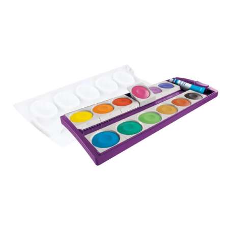 PELIKAN Farbkasten 735 K12 violett - 1 Tube Deckweiß alle Farben offen