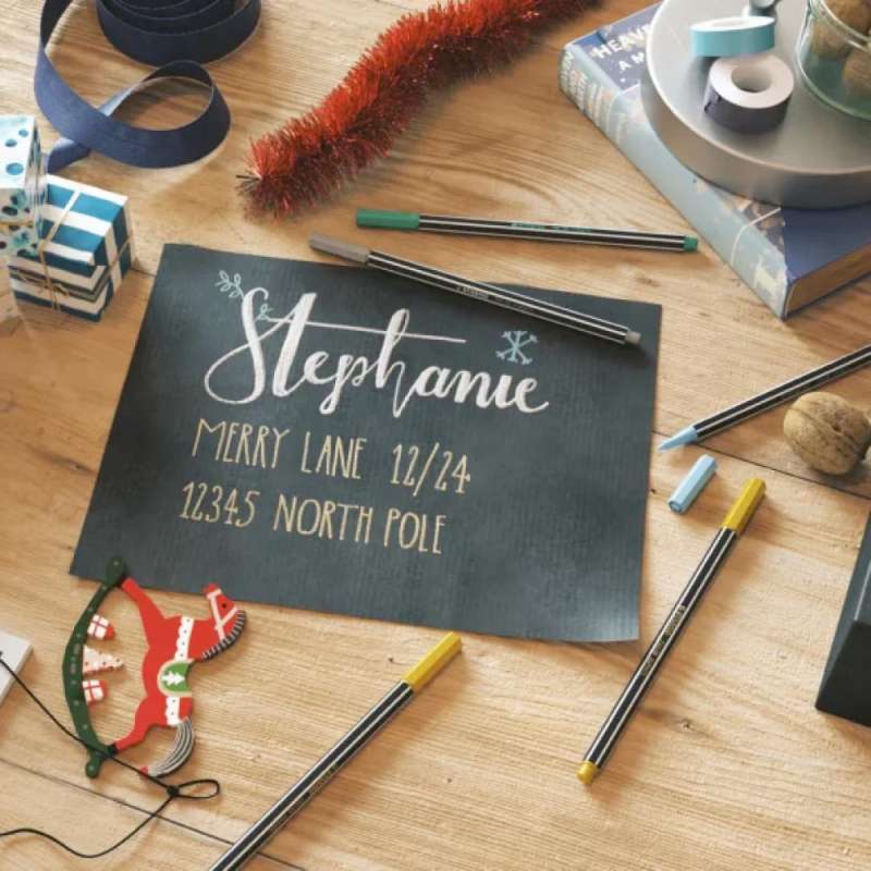 STABILO Premium Filzstift Pen 68 metallic Zeichnung mit Stiften auf schwarzem Papier