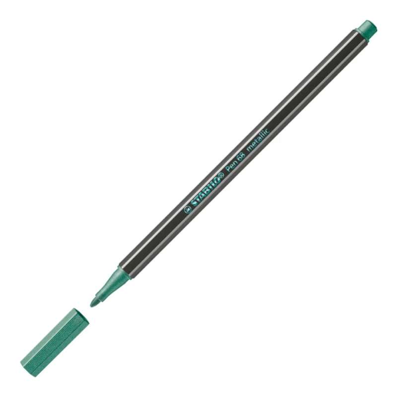 STABILO Premium Filzstift Pen 68 metallic grün offene Kappe