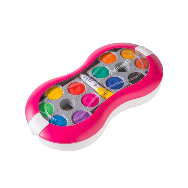 Pelikan Farbkasten Space+ 735 magenta - 1 Tube Deckweiß - DIN 24 Farben von der Seite