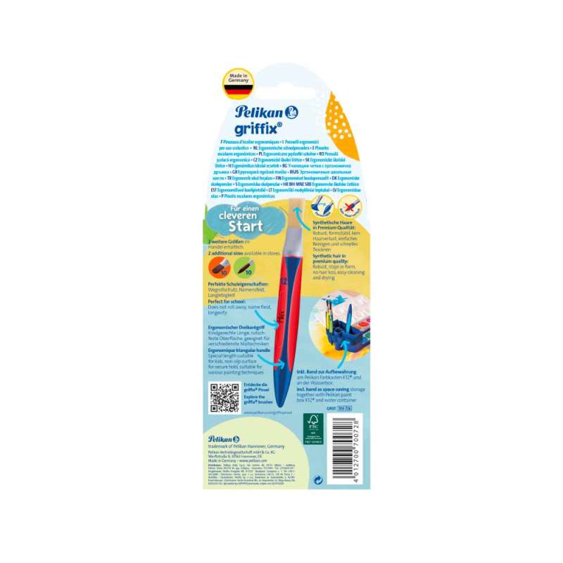 PELIKAN Pinsel griffix - Haarpinsel & Borstenpinsel 3er Set Rückseite