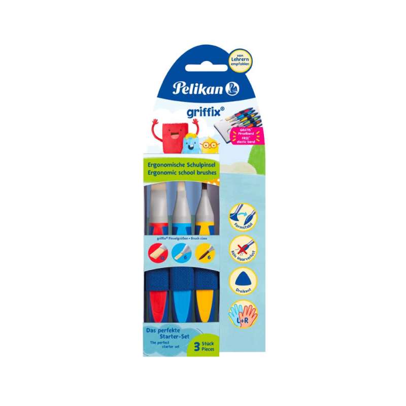 PELIKAN Pinsel griffix - Haarpinsel & Borstenpinsel 3er Set Vorderseite
