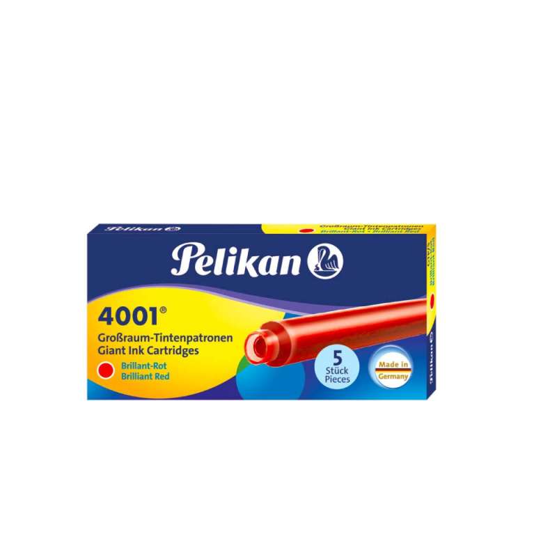 PELIKAN Großraum Füllerpatronen Briliant-Rot - GTP/5 Tinte 4001 - 5-Stück Verpackung
