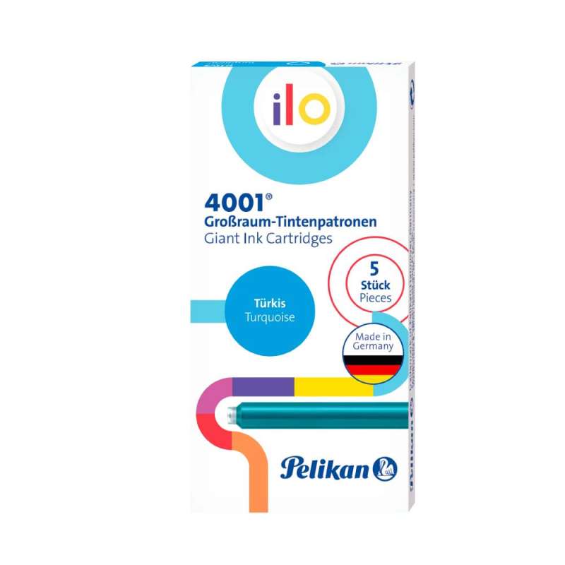 PELIKAN Großraum Füllerpatronen türkis - GTP/5 Tinte 4001 - 5-Stück Verpackung 2