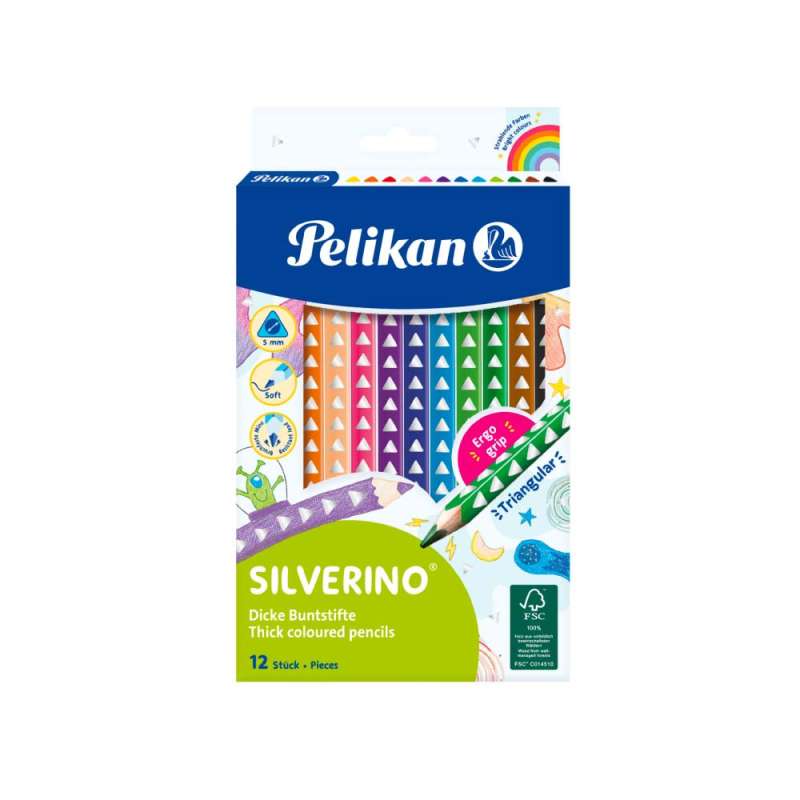 PELIKAN Buntstifte SILVERINO - dreikant dick 12er Set