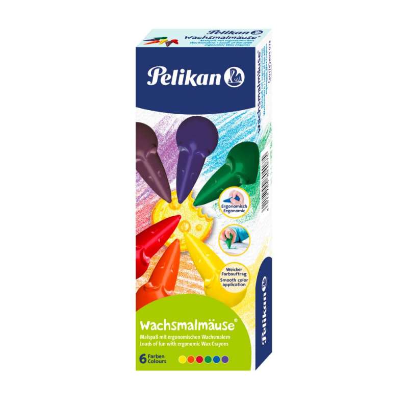 Pelikan Wachsmalmäuse 6er Set - Farbenfrohe Wachskreiden