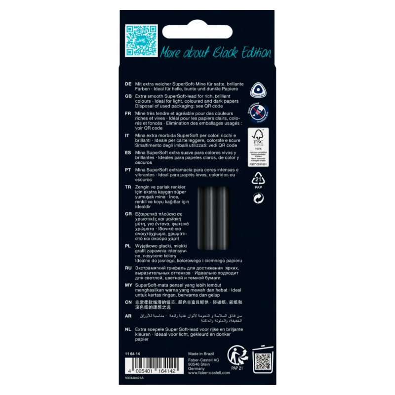 FABER CASTELL Black Edition Buntstifte 12er Set Skin Tones hinten