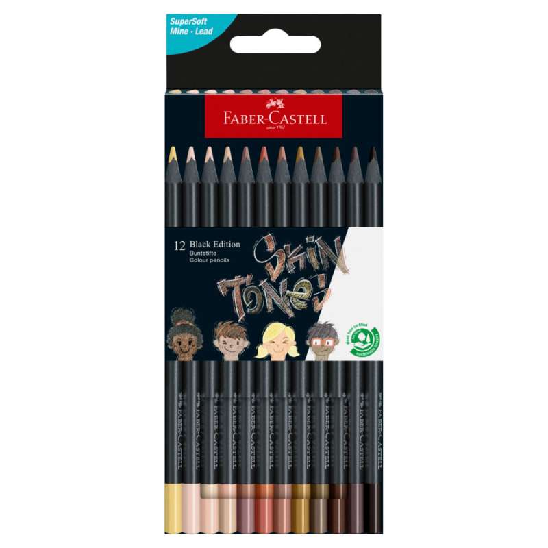 FABER CASTELL Black Edition Buntstifte 12er Set Skin Tones