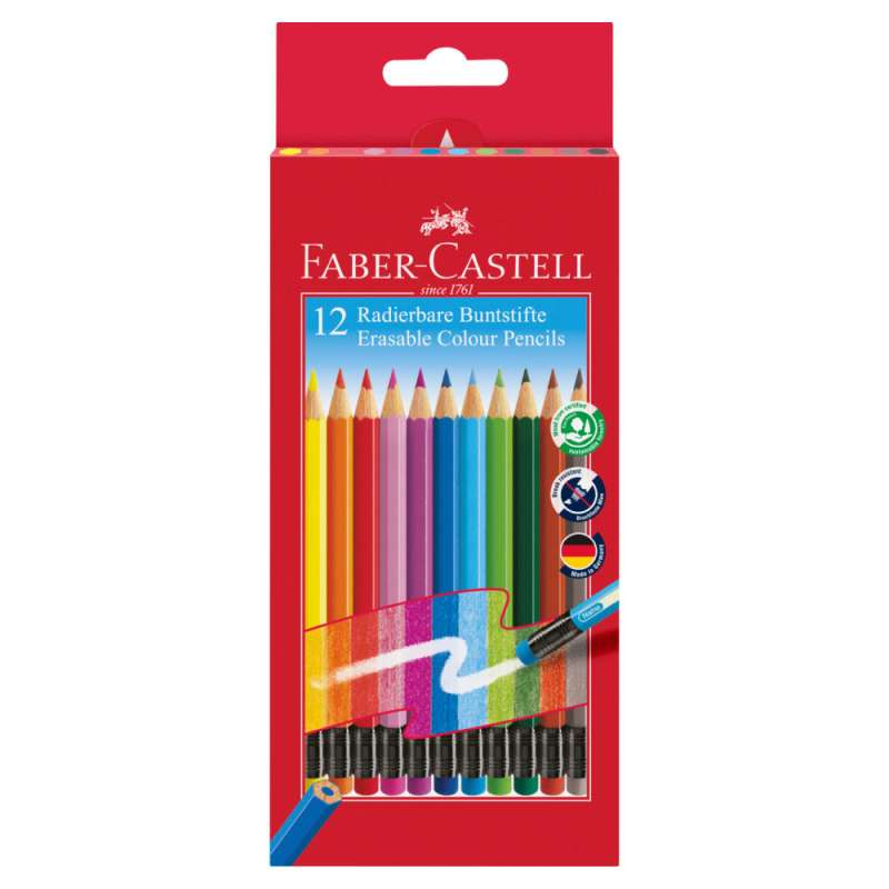 FABER CASTELL Farbstift mit Radierer 12er Set