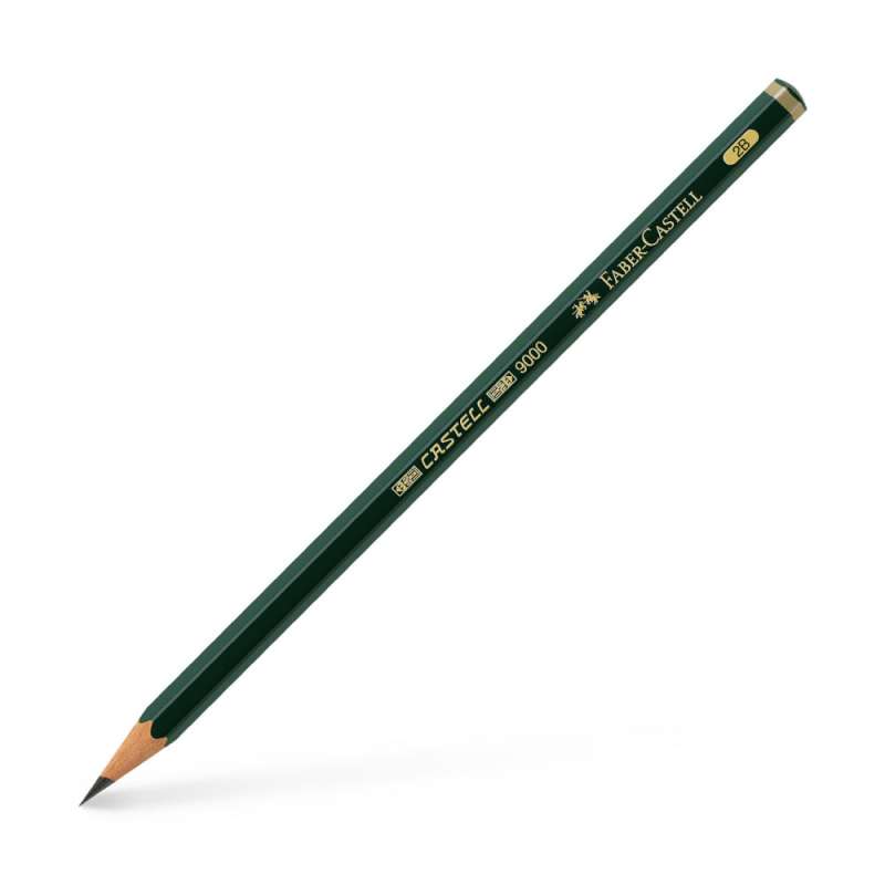 FABER-CASTELL Bleistift 9000 Härtegrad - 2B, Bleistift Top - ohne Radierer