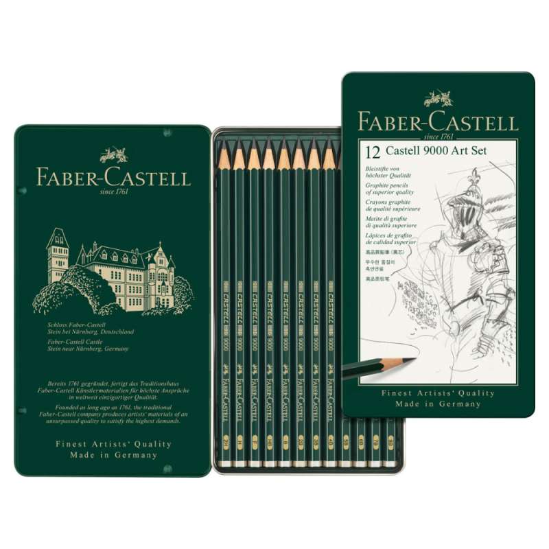 FABER-CASTELL Bleistift 9000  12er Art-Set (8B - 2H) offen