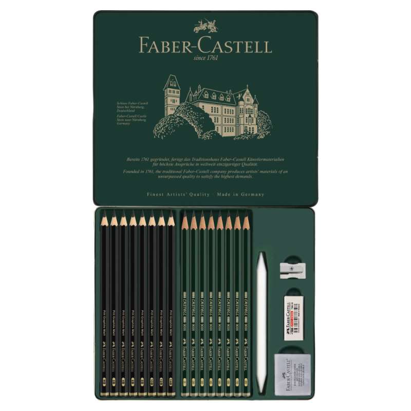 FABER-CASTELL Bleistift 9000 2x 8er Set CASTELL 9000 & PITT offen
