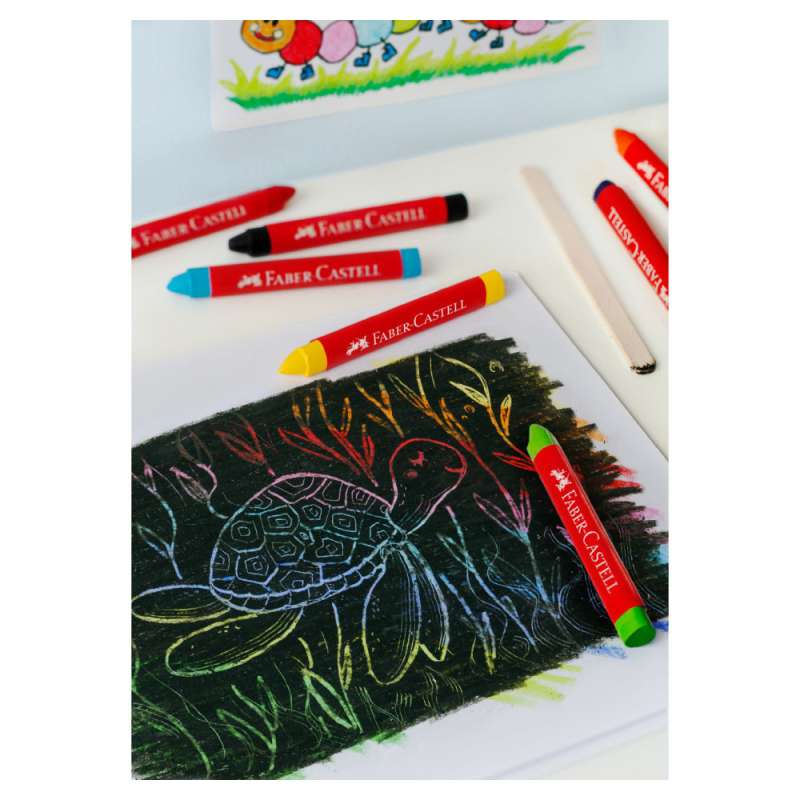 FABER-CASTELL Wachsmalkreide - wasserfest 24er Set Jumbo Deko
