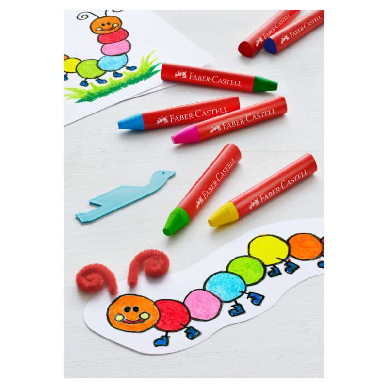 FABER-CASTELL Wachsmalkreide - wasserfest 24er Set Jumbo malen