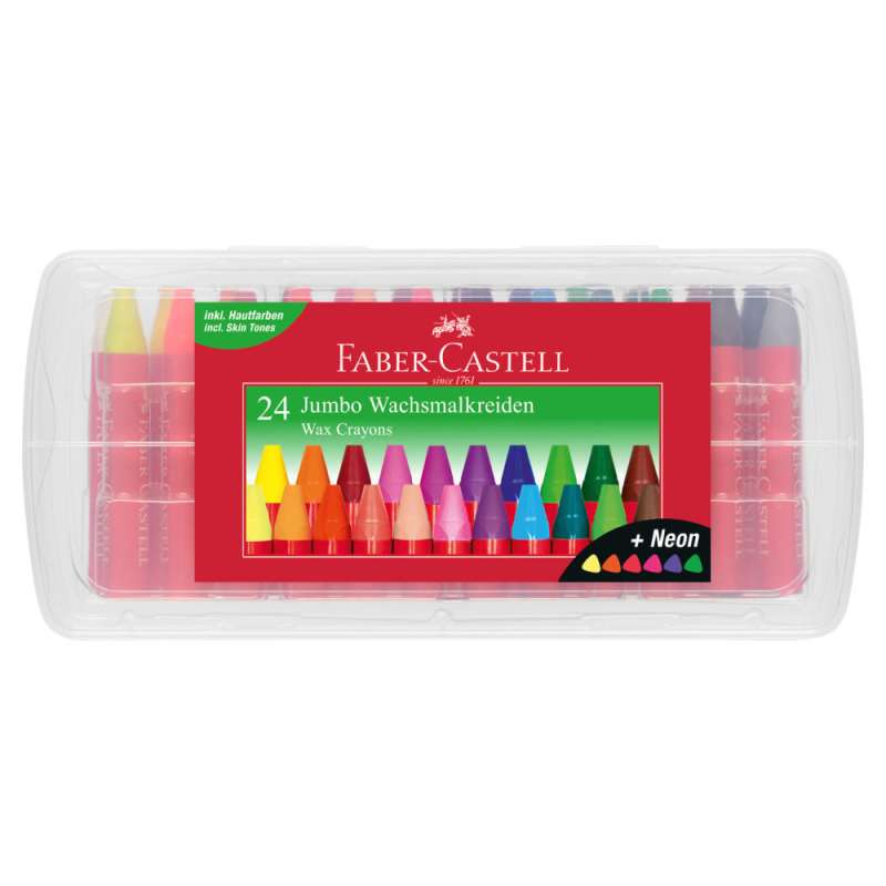 FABER-CASTELL Wachsmalkreide - wasserfest 24er Set Jumbo