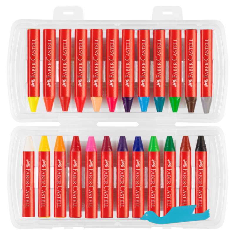 FABER-CASTELL Wachsmalkreide - wasserfest 24er Set Jumbo Varianten